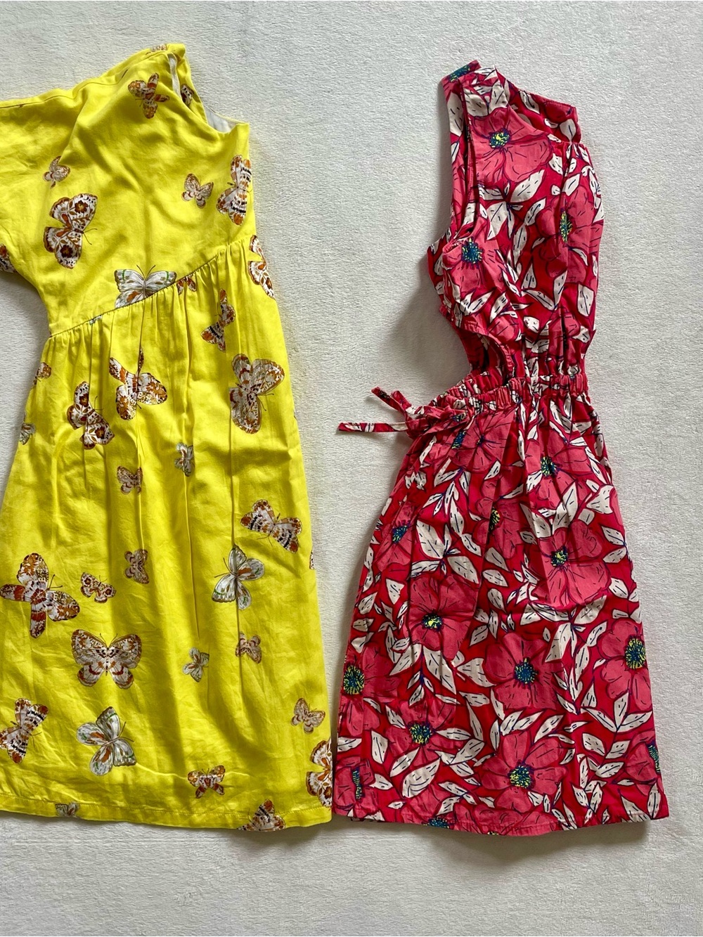 Zara Yellow Butterfly Sundress & Fuchsia Floral Dress Set